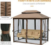Dondolo-3-Posti-da-Giardino-Convertibile-in-Lettino-con-Gazebo,-con-Zanzariera-e-Cuscini,-257x175x240cm-Cachi--84A-182