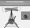 Dondolo-3-Posti-da-Giardino-o-Terrazzo-con-Tettuccio-Regolabile-e-Tasche-Portaoggetti-Grigio-Scuro-196x128x172cm-84A-110CG