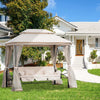 Dondolo-3-Posti-e-Lettino-Singolo-Copertura-a-Gazebo-con-Zanzariera-e-Cuscini-256x172x248cm-Crema-84A-102