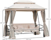Dondolo-3-Posti-e-Lettino-Singolo-Copertura-a-Gazebo-con-Zanzariera-e-Cuscini-256x172x248cm-Crema-84A-102