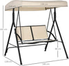 Dondolo-a-2-Posti-da-Giardino-con-Tettuccio-Regolabile,-140x118x162cm-Beige-84A-233BG