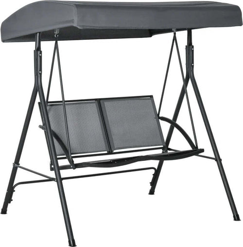 Dondolo-a-2-Posti-da-Giardino-con-Tettuccio-Regolabile,-140x118x162cm-Grigio-84A-233CG