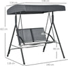 Dondolo-a-2-Posti-da-Giardino-con-Tettuccio-Regolabile,-140x118x162cm-Grigio-84A-233CG