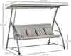 Dondolo-da-Esterni-2in1-per-3-Persone-Convertibile-in-Letto-con-Tettuccio,-218x120x168cm,-Cachi-Chiaro-84A-062V01