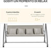 Dondolo-da-Esterni-2in1-per-3-Persone-Convertibile-in-Letto-con-Tettuccio,-218x120x168cm,-Cachi-Chiaro-84A-062V01