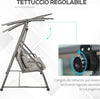 Dondolo-da-Esterni-2in1-per-3-Persone-Convertibile-in-Letto-con-Tettuccio,-218x120x168cm,-Cachi-Chiaro-84A-062V01