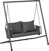 Dondolo-da-Giardino-2-Posti-con-Cuscini-e-Tasche,-in-Acciaio-e-Textilene,-168x117x181-cm,-Grigio-Scuro-84A-332V00CG