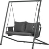 Dondolo-da-Giardino-2-Posti-con-Cuscini-e-Tasche,-in-Acciaio-e-Textilene,-168x117x181-cm,-Grigio-Scuro-84A-332V00CG
