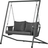 Dondolo-da-Giardino-2-Posti-con-Cuscini-e-Tasche,-in-Acciaio-e-Textilene,-168x117x181-cm,-Grigio-Scuro-84A-332V00CG
