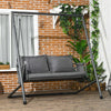 Dondolo-da-Giardino-2-Posti-con-Cuscini-e-Tasche,-in-Acciaio-e-Textilene,-168x117x181-cm,-Grigio-Scuro-84A-332V00CG