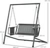 Dondolo-da-Giardino-2-Posti-con-Cuscini-e-Tasche,-in-Acciaio-e-Textilene,-168x117x181-cm,-Grigio-Scuro-84A-332V00CG