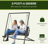 Dondolo-da-Giardino-2-Posti-con-Cuscini-e-Tasche,-in-Acciaio-e-Textilene,-168x117x181-cm,-Grigio-Scuro-84A-332V00CG