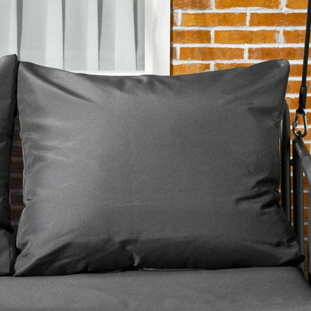 Dondolo-da-Giardino-2-Posti-con-Cuscini-e-Tasche,-in-Acciaio-e-Textilene,-168x117x181-cm,-Grigio-Scuro-84A-332V00CG