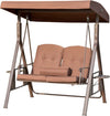 Dondolo-da-Giardino-2-Posti-con-Tettuccio-Regolabile-e-Porta-Bicchieri,-157x118x180-cm,-Marrone-84A-258V01BN
