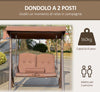 Dondolo-da-Giardino-2-Posti-con-Tettuccio-Regolabile-e-Porta-Bicchieri,-157x118x180-cm,-Marrone-84A-258V01BN