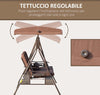 Dondolo-da-Giardino-2-Posti-con-Tettuccio-Regolabile-e-Porta-Bicchieri,-157x118x180-cm,-Marrone-84A-258V01BN