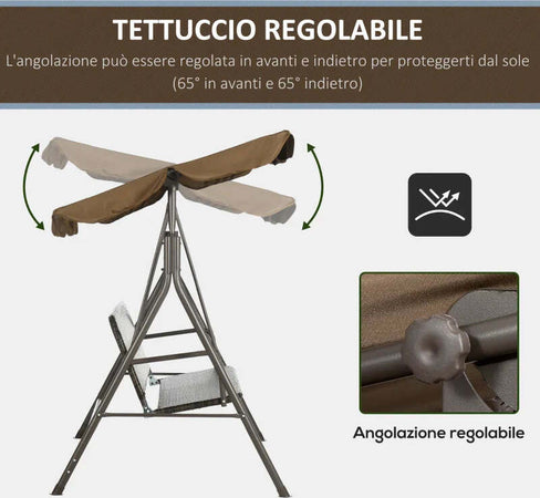 Dondolo-da-Giardino-3-Posti-con-Tettuccio-Regolabile-in-Rattan-PE-e-Acciaio,-167x112x153cm--867-148V00MB