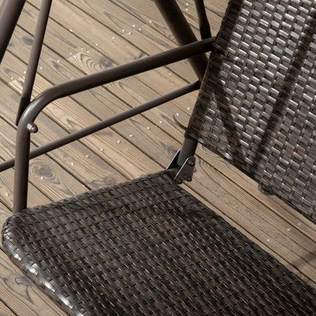 Dondolo-da-Giardino-3-Posti-con-Tettuccio-Regolabile-in-Rattan-PE-e-Acciaio,-167x112x153cm--867-148V00MB