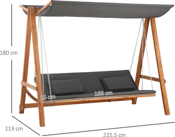 Dondolo-da-Giardino-3-Posti-Convertibile-in-Letto-Matrimoniale,-225.5x113x180cm-84A-239
