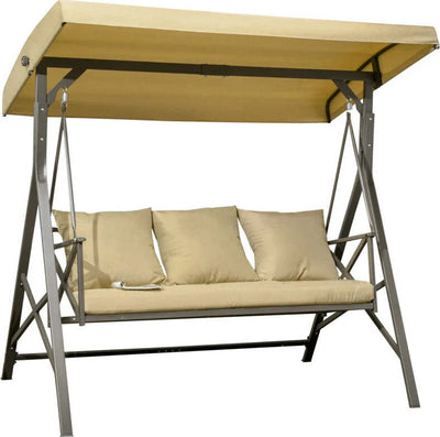 Dondolo-da-Giardino-3-Posti-in-Acciaio-e-Poliestere-con-Tetto-Inclinabile-e-Cuscini,-190x120x178-cm--84A-290V00BN