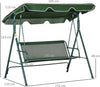 Dondolo-da-Giardino-3-Posti-in-Acciaio-e-Teslin-con-Tetto-Parasole,-172x110x153-cm,-Bianco-e-Verde-84A-054V03GN