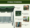 Dondolo-da-Giardino-3-Posti-in-Acciaio-e-Teslin-con-Tetto-Parasole,-172x110x153-cm,-Bianco-e-Verde-84A-054V03GN