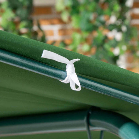 Dondolo-da-Giardino-3-Posti-in-Acciaio-e-Teslin-con-Tetto-Parasole,-172x110x153-cm,-Bianco-e-Verde-84A-054V03GN