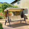 Dondolo-da-Giardino-3-Posti-in-Metallo,-Dondolo-da-Esterno-con-Tetto-Inclinabile-e-Cuscini-Imbottiti-280x120x172cm,-Beige-84A-069