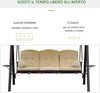 Dondolo-da-Giardino-3-Posti-in-Metallo,-Dondolo-da-Esterno-con-Tetto-Inclinabile-e-Cuscini-Imbottiti-280x120x172cm,-Beige-84A-069