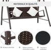 Dondolo-da-Giardino-3-Posti-in-Rattan-PE-e-Metallo-con-Cuscini-e-Tetto-Parasole,-198x124x179cm,-Marrone-867-106BN