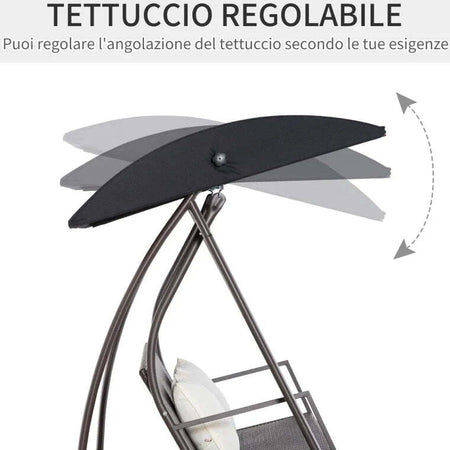 Dondolo-da-Giardino-3-Posti-in-Rattan-PE-e-Metallo-con-Cuscini-e-Tetto-Parasole,-198x124x179cm,-Marrone-867-106BN