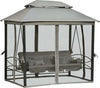 Dondolo-da-Giardino-3-Posti-Lettino-e-Gazebo-Design-3-in-1-con-Tettuccio,-256x172x248-cm,-Grigio-Scuro-84A-056CG