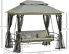 Dondolo-da-Giardino-3-Posti-Lettino-e-Gazebo-Design-3-in-1-con-Tettuccio,-256x172x248-cm,-Grigio-Scuro-84A-056CG
