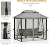 Dondolo-da-Giardino-3-Posti-Lettino-e-Gazebo-Design-3-in-1-con-Tettuccio,-256x172x248-cm,-Grigio-Scuro-84A-056CG