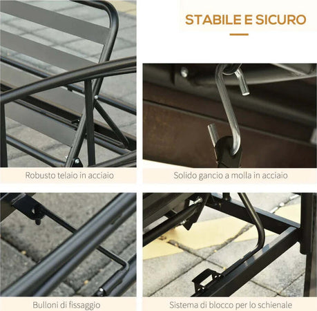 Dondolo-da-Giardino-3-Posti-Lettino-e-Gazebo-Design-3-in-1-con-Tettuccio,-256x172x248-cm,-Grigio-Scuro-84A-056CG