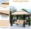 Dondolo-da-Giardino-3-Posti-Lettino-e-Gazebo-Design-3-in-1-con-Tettuccio,-256x172x248cm,-Beige-84A-056
