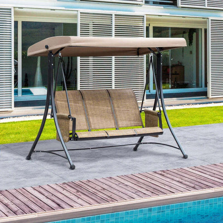Dondolo-da-Giardino-a-3-Posti-con-Tettuccio-Regolabile-e-Tasche-Portaoggetti-Marrone-196x128x172cm-84A-110V01