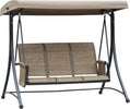 Dondolo-da-Giardino-a-3-Posti-con-Tettuccio-Regolabile-e-Tasche-Portaoggetti-Marrone-196x128x172cm-84A-110V01