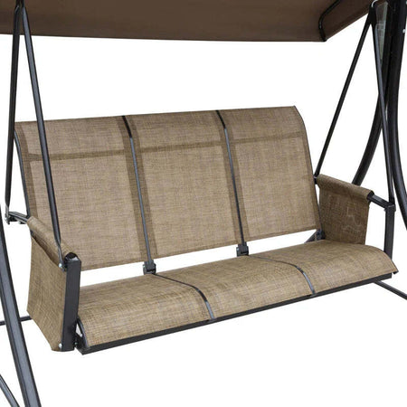 Dondolo-da-Giardino-a-3-Posti-con-Tettuccio-Regolabile-e-Tasche-Portaoggetti-Marrone-196x128x172cm-84A-110V01