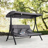 Dondolo-da-Giardino-a-3-Posti,-Dondolo-da-Esterno-con-Chaise-Longue-e-Tetto-Regolabile,-Nero-e-Grigio,-200-x-115-x-168-cm-84A-139