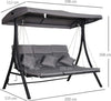 Dondolo-da-Giardino-a-3-Posti,-Dondolo-da-Esterno-con-Chaise-Longue-e-Tetto-Regolabile,-Nero-e-Grigio,-200-x-115-x-168-cm-84A-139