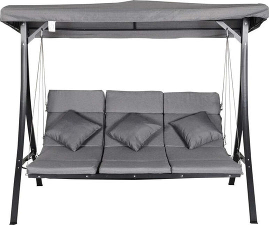 Dondolo-da-Giardino-a-3-Posti,-Dondolo-da-Esterno-con-Chaise-Longue-e-Tetto-Regolabile,-Nero-e-Grigio,-200-x-115-x-168-cm-84A-139