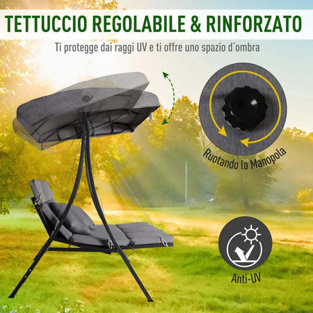 Dondolo-da-Giardino-a-3-Posti,-Dondolo-da-Esterno-con-Chaise-Longue-e-Tetto-Regolabile,-Nero-e-Grigio,-200-x-115-x-168-cm-84A-139