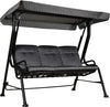 Dondolo-da-Giardino-per-3-Persone-con-Tettuccio-Regolabile-e-Cuscini,-200x120x170cm,-Nero-84A-140BK
