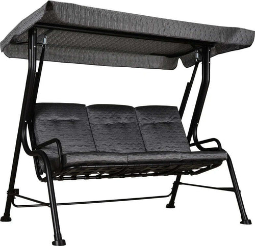 Dondolo-da-Giardino-per-3-Persone-con-Tettuccio-Regolabile-e-Cuscini,-200x120x170cm,-Nero-84A-140BK
