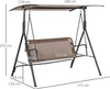 Dondolo-da-Giardino-Terrazza-3-Posti-con-Tettuccio-Regolabile-in-Metallo-e-Texteline-172x110x155cm-Marrone-84A-181BN