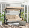Dondolo-Letto-da-Giardino-3-Posti-con-Tetto-Regolabile-e-Vassoio,-200x120x164-cm,-Marrone-Chiaro--84A-050V02SD