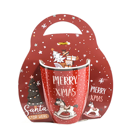 Tazza per cioccolata calda e latte con decorazioni rosse da 340 mL