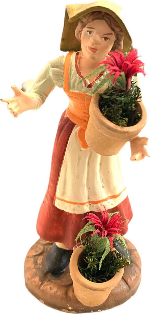 Donna con fiori statuetta in terracotta artigianale per presepe napoletano da h 13 cm Casa e cucina/Decorazioni per interni/Addobbi e decorazioni per ricorrenze/Decorazioni natalizie/Presepi/Statuine e fondali per il presepe MagiediNatale.it - Altamura, Commerciovirtuoso.it