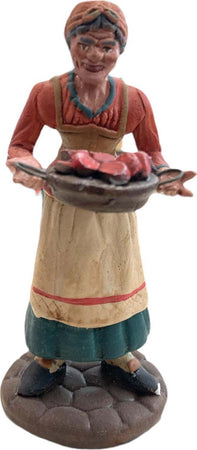 Donna con vassoio di carne statuetta in terracotta artigianale per presepe napoletano da h 13 cm Casa e cucina/Decorazioni per interni/Addobbi e decorazioni per ricorrenze/Decorazioni natalizie/Presepi/Statuine e fondali per il presepe MagiediNatale.it - Altamura, Commerciovirtuoso.it